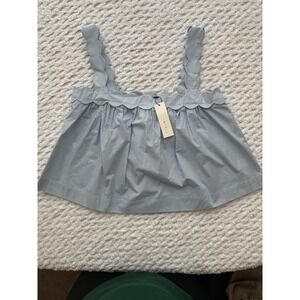 Mable Womens Scalloped Babydoll Sleeveless Top Light Blue MST8341 Size M NEW